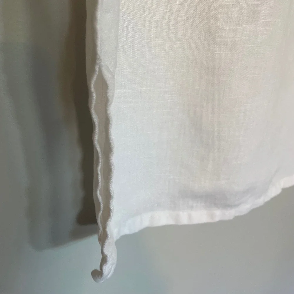 Laura Ashley Womens‎ White Linen Embroidered Sequin Tunic Top Size L Boho